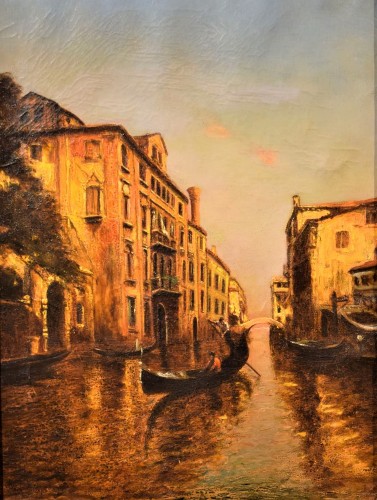 Venise, Jeu de Lumiére  sur le Canal - Albert Ferdinand Duprat (1882-1974) - Tableaux et dessins Style Art nouveau